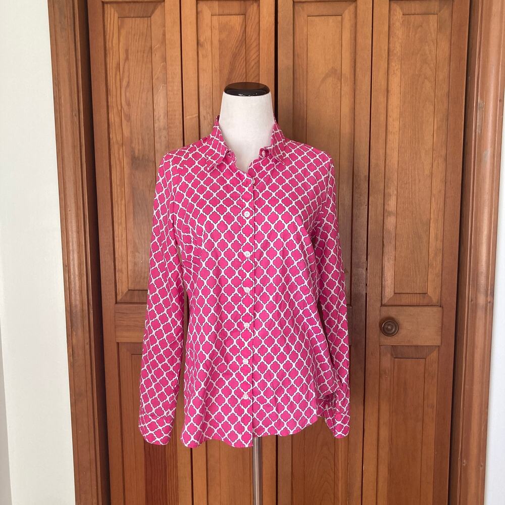 Crown & Ivy Bright Pink Buttondown Shirt, Size S